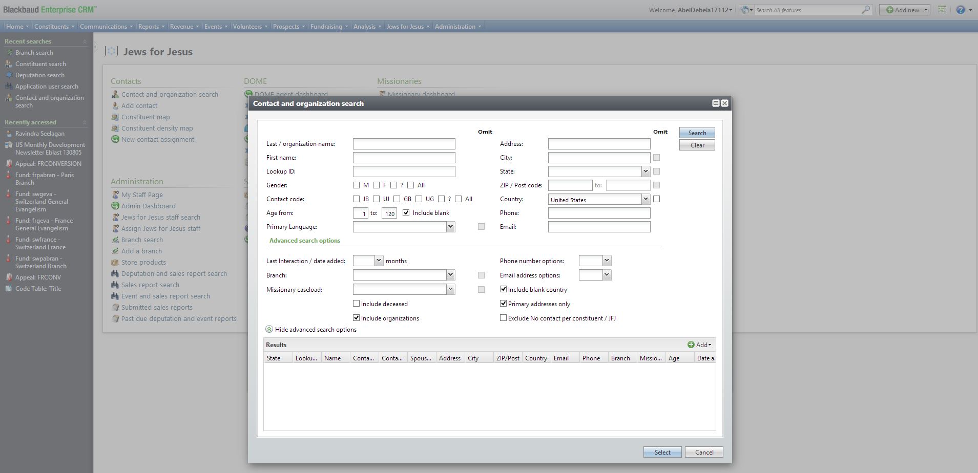 BBCRM Custom Contact Search