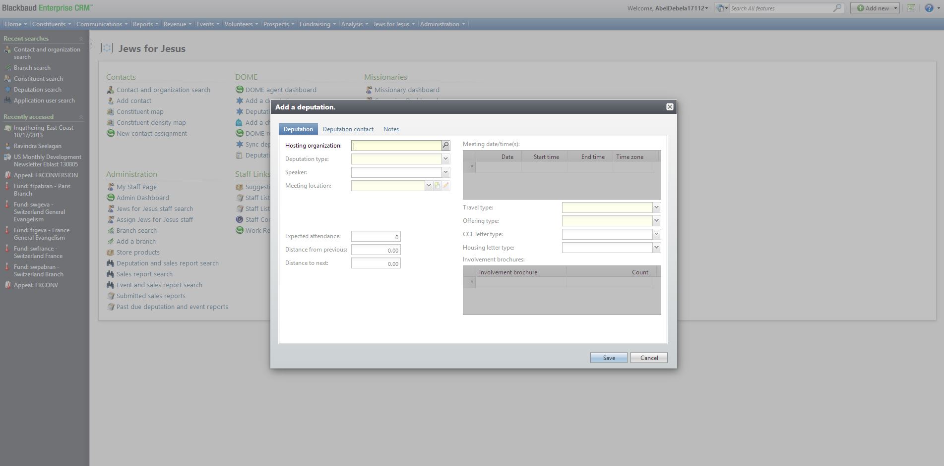 BBCRM Custom Deputation Add Form