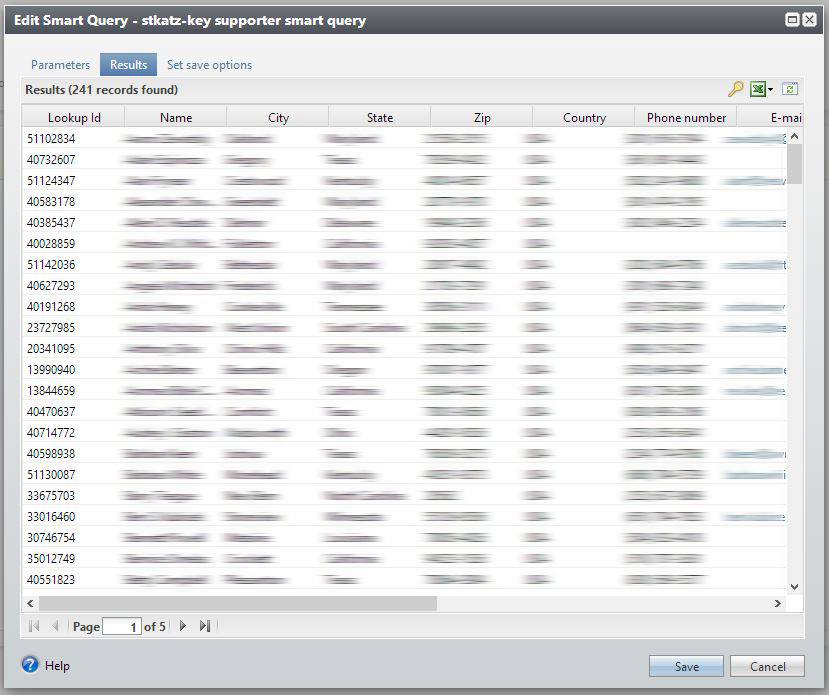 BBCRM Donor Smart Query Results